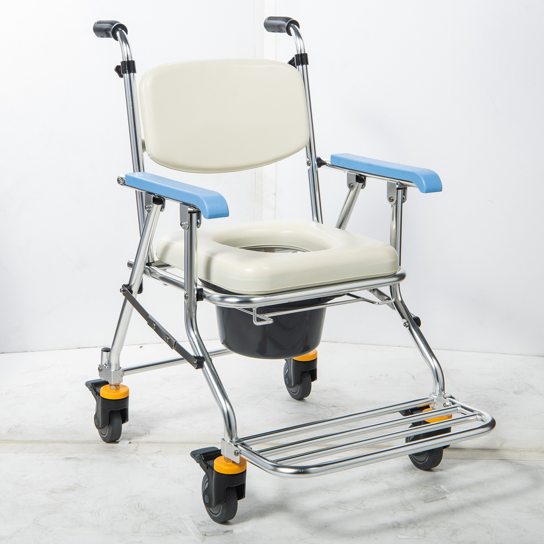 JCS-208 Folding Aluminum Alloy Shower Commode Chair with Wheels